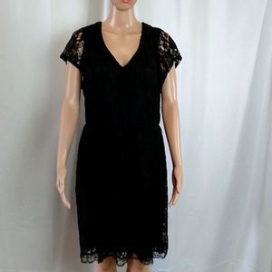 Maurice's 2XL black lace with polyester underlining cap sleeved dress